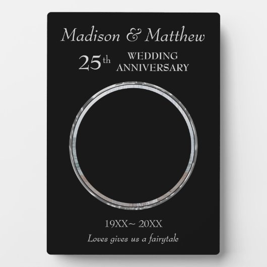 Custom Foto Silver & Black Anniversary Plaque Fotoplatte (Vorderseite)