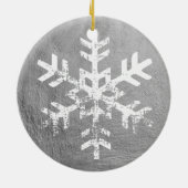 Custom Foto Silver Paint Rustic Snowflake Keramik Ornament (Hinten)