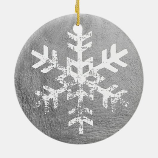 Custom Foto Silver Paint Rustic Snowflake Keramik Ornament (Hinten)