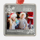 Custom Foto Silver Snowflakes Ornament Aus Metall (Vorne)