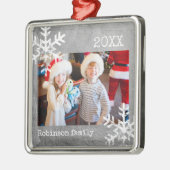 Custom Foto Silver Snowflakes Ornament Aus Metall (Links)