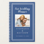 Custom Foto Simple Blue & White Chic Wedding Planer (Vorderseite)