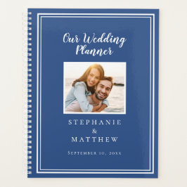 Custom Foto Simple Classic Blue & White Wedding Planer