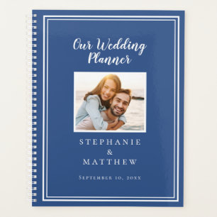 Custom Foto Simple Classic Blue & White Wedding Planer
