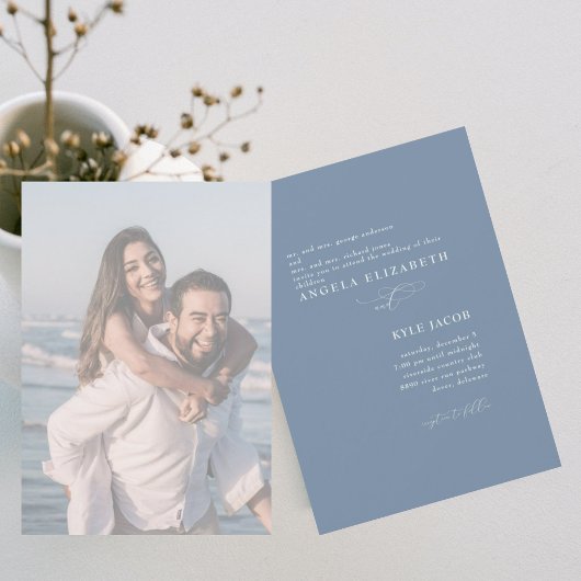 Custom Foto Simple & Elegant Periwinkle Wedding Einladung