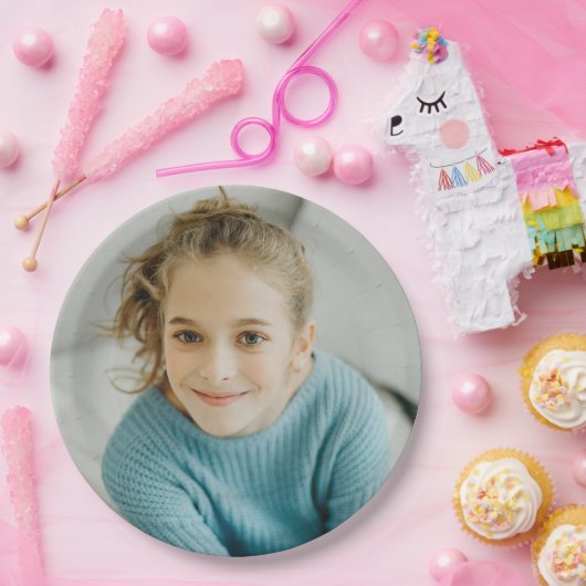 Custom Foto Simple Funny Funny face Pappteller (Party)