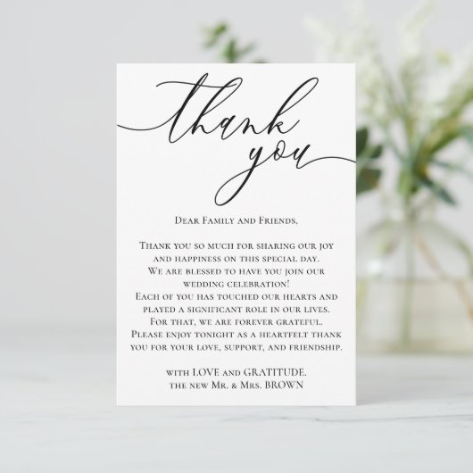 Custom Foto Simple Modern Minimalistisch Danke Begleitkarte (Stehend Vorderseite)