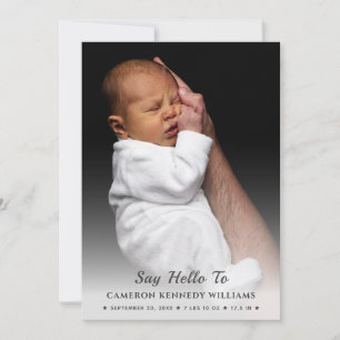 Custom Foto Simple Niedlich Newborn Hello Baby Bir Ankündigung