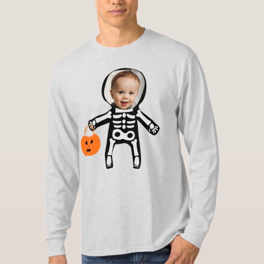 Custom Foto Skelett Halloween-Trick oder Behandlun T-Shirt (Vorderseite)