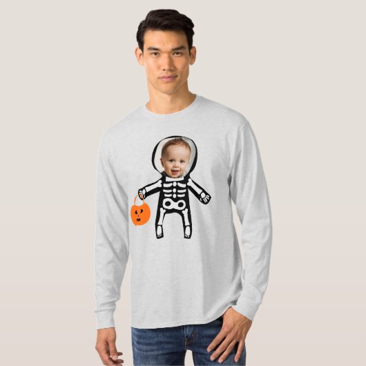 Custom Foto Skelett Halloween-Trick oder Behandlun T-Shirt (Vorne ganz)