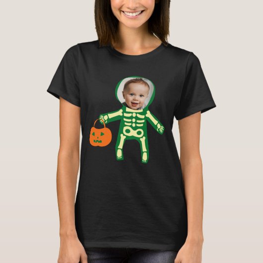 Custom Foto Skelett Halloween-Trick oder Behandlun T-Shirt (Vorderseite)