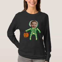 Custom Foto Skelett Halloween Trick oder Treubock T-Shirt