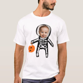 Custom Foto Skelett Trick oder behandeln Halloween T-Shirt