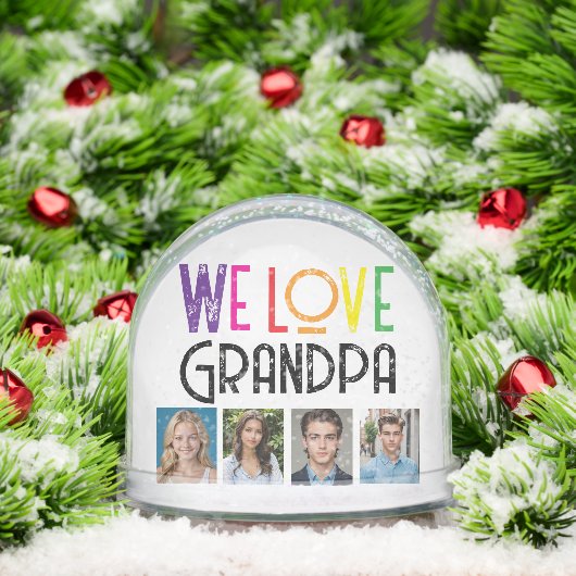 Custom Foto Snow Globe for GRANDPA - Regenbogentex Schneekugeln (Weihnachten)