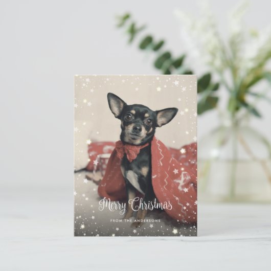 Custom Foto Snow Stars Frohe Weihnachten (Stehend Vorderseite)