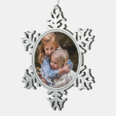 Custom Foto Snowflake Holiday Pewter Ornament (Rechts)