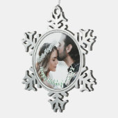 Custom Foto Snowflake Holiday Pewter Ornament (Rechts)