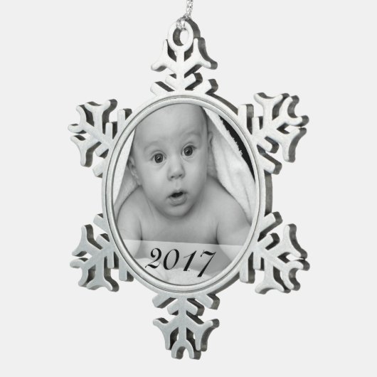 Custom Foto Snowflake Ornament mit Datum (Rechts)