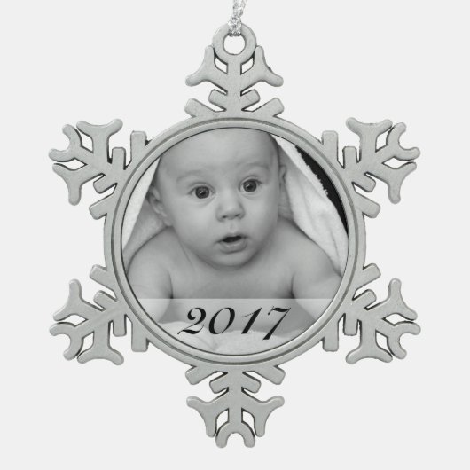 Custom Foto Snowflake Ornament mit Datum (Vorderseite)