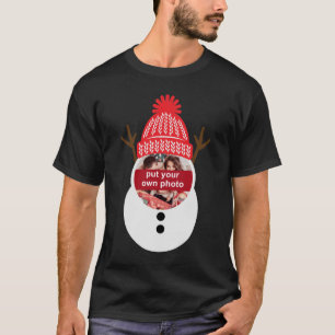 Custom Foto Snowman Weihnachts-T - Shirt
