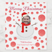 Custom Foto Snowman Weinetikett (Einzelnes Label)