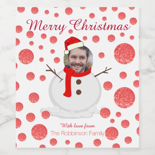 Custom Foto Snowman Weinetikett (Einzelnes Label)