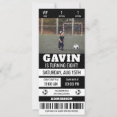 Custom Foto Soccer Ticket Geburtstagsparty Einladung (Vorderseite)