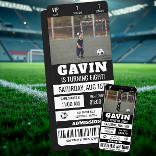 Custom Foto Soccer Ticket Geburtstagsparty Einladung