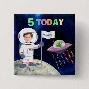 Custom Foto Spaceman Geburtstag Kinderalter Button