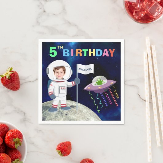 Custom Foto Spaceman Geburtstag Serviette (Beispiel)