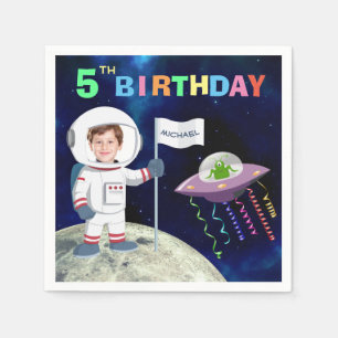 Custom Foto Spaceman Geburtstag Serviette