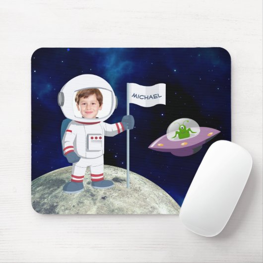 Custom Foto Spaceman on Moon Kids Fun Mousepad (Mit Mouse)