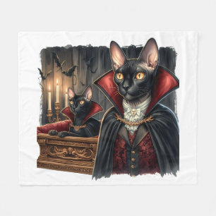 Custom Foto Sphynx Cat Art Dracula Vampire Goth Fleecedecke