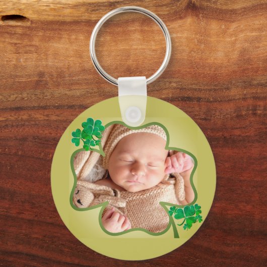 Custom Foto St. Patrick's 4Leaf Kleeblatt Schlüsselanhänger (Vorderseite)