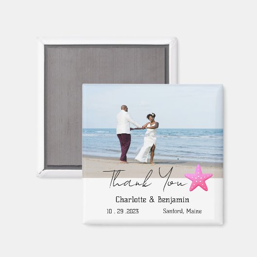 Custom Foto Starfish Beach Wedding Gefallen Magnet (Vorderseite/Rückseite)