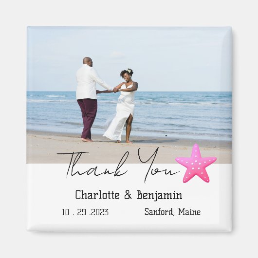 Custom Foto Starfish Beach Wedding Gefallen Magnet (Vorne)