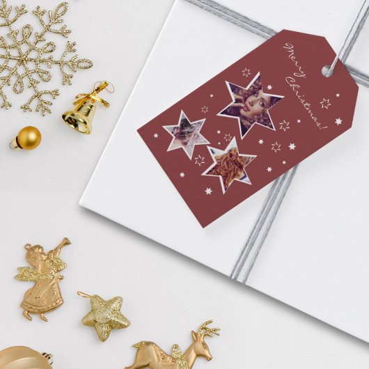 Custom Foto Stars Smoky Topaz & White Holiday Geschenkanhänger