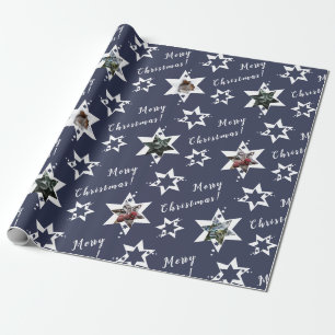 Custom Foto Stary Frohe Weihnachten Lila Geschenkpapier