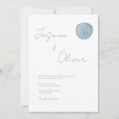 Custom Foto staubblaues Wachs Siegel Sommerhochzei Einladung (Vorderseite)