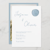 Custom Foto staubblaues Wachs Siegel Sommerhochzei Einladung (Vorne/Hinten)