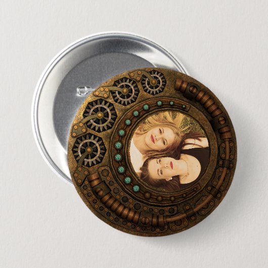 Custom Foto Steampunk Metal Gears Button (Vorne & Hinten)
