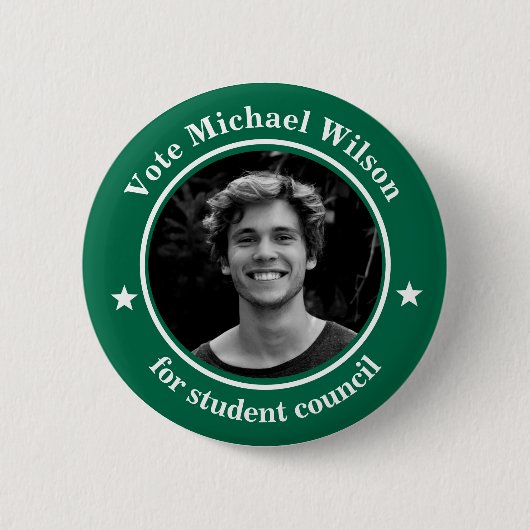 Custom Foto Student Gewerkschaft Wahl dunkelgrün Button (Vorderseite)