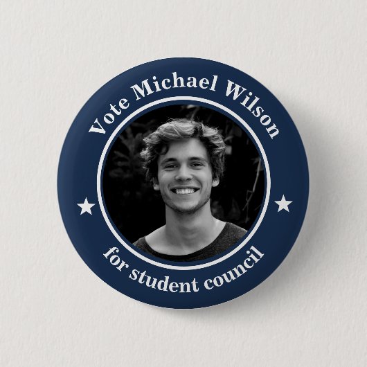 Custom Foto Student Gewerkschaft Wahl Dunkle Cyan  Button (Vorderseite)