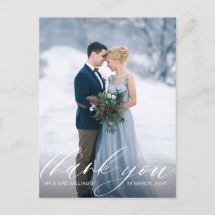 Custom Foto stylish Skript Hochzeit danke Postkarte