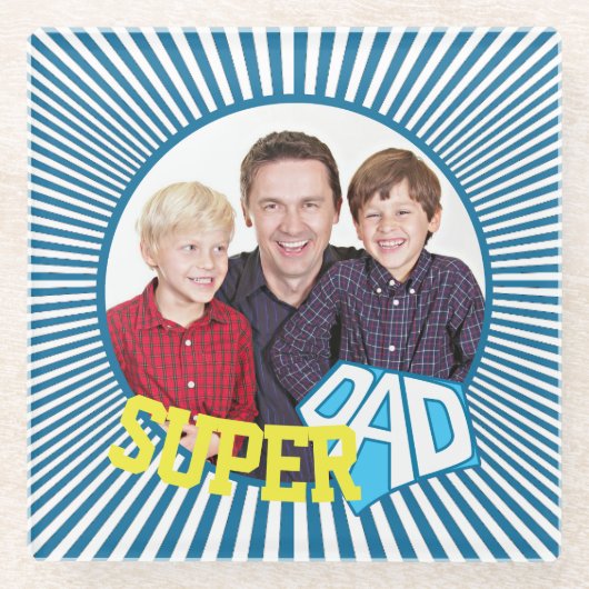 Custom Foto Super Vater Comic Book Glasuntersetzer (Vorderseite)