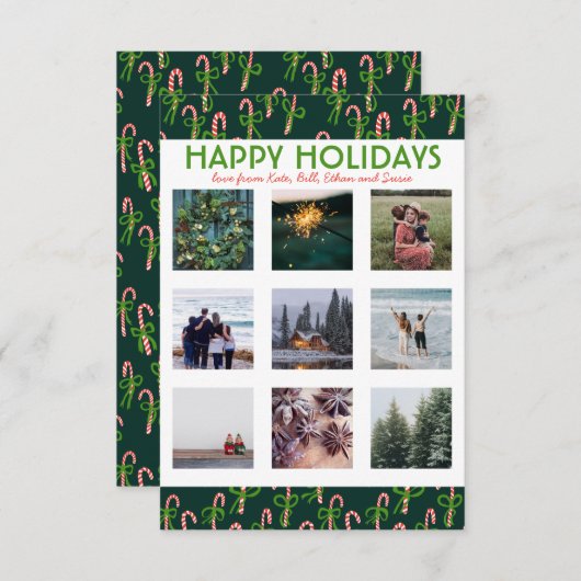 CUSTOM FOTO Sweet Candy Canes Weihnachtskarte (Vorne/Hinten)