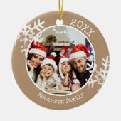 Custom Foto Tan Snowflake Keramik Ornament (Vorne)