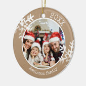 Custom Foto Tan Snowflake Keramik Ornament (Links)