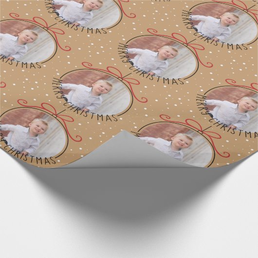 Custom Foto Tan und Black Christmas Geschenkpapier (Ecke)