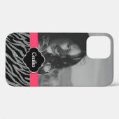 Custom Foto Template Girly Pink Zebra Streifen Case-Mate iPhone Hülle (Rückseite (Horizontal))